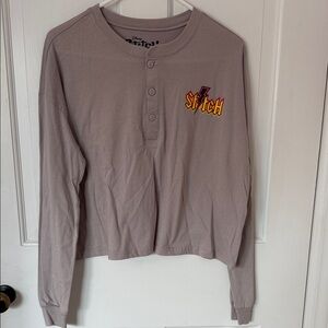 Disney Stitch Henley Shirt in Grey and Yellow